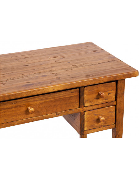 Tavolino scrittoio in legno massello di tiglio finitura noce: foto particolare dall'alto - Biscottini.it