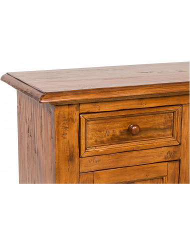 Credenza Country in legno massello di tiglio finitura noce 110x45x103 cm Credenza Country in legno massello di tiglio finitura noce 110x45x103 cm