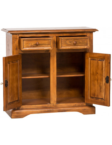 Credenza Country in legno massello di tiglio finitura noce 110x45x103 cm Credenza Country in legno massello di tiglio finitura noce 110x45x103 cm