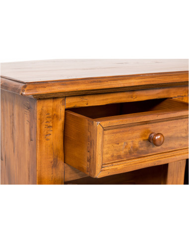 Credenza Country in legno massello di tiglio finitura noce 110x45x103 cm Credenza Country in legno massello di tiglio finitura noce 110x45x103 cm