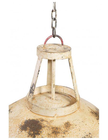 Lampadario Industrial a sospensione non elettrificato L46xPR46xH40 cm in ferro finitura crema anticata