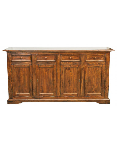 Credenza Country in legno massello di tiglio finitura noce 202x45x103 cm Credenza Country in legno massello di tiglio finitura noce 202x45x103 cm