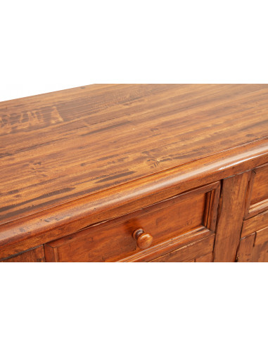 Credenza Country in legno massello di tiglio finitura noce 202x45x103 cm Credenza Country in legno massello di tiglio finitura noce 202x45x103 cm