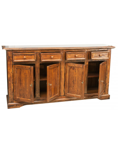 Credenza Country in legno massello di tiglio finitura noce 202x45x103 cm Credenza Country in legno massello di tiglio finitura noce 202x45x103 cm