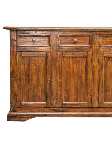 Credenza Country in legno massello di tiglio finitura noce 202x45x103 cm Credenza Country in legno massello di tiglio finitura noce 202x45x103 cm