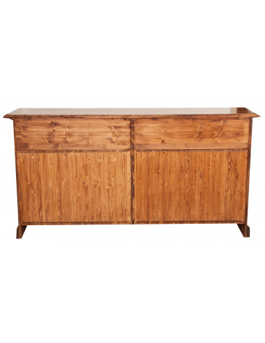 Credenza Country in legno massello di tiglio finitura noce 202x45x103 cm Credenza Country in legno massello di tiglio finitura noce 202x45x103 cm