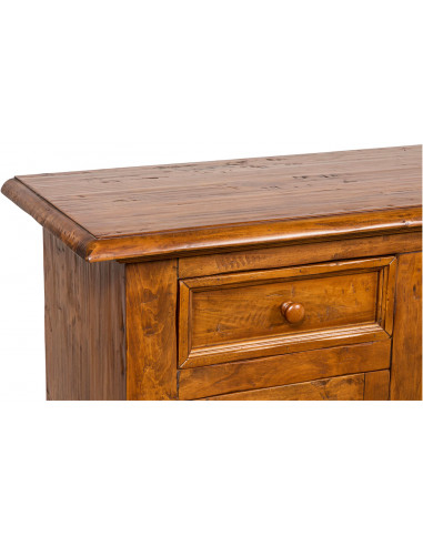 Credenza Country in legno massello di tiglio finitura noce 202x45x103 cm Credenza Country in legno massello di tiglio finitura noce 202x45x103 cm