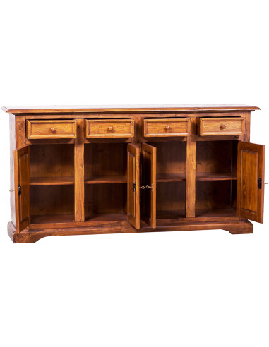 Credenza Country in legno massello di tiglio finitura noce 202x45x103 cm Credenza Country in legno massello di tiglio finitura noce 202x45x103 cm