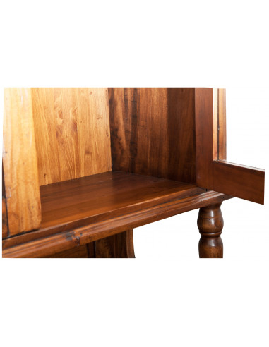 Vetrina credenza in legno massello di tiglio finitura noce 107x43x238 cm Vetrina credenza in legno massello di tiglio finitura noce 107x43x238 cm