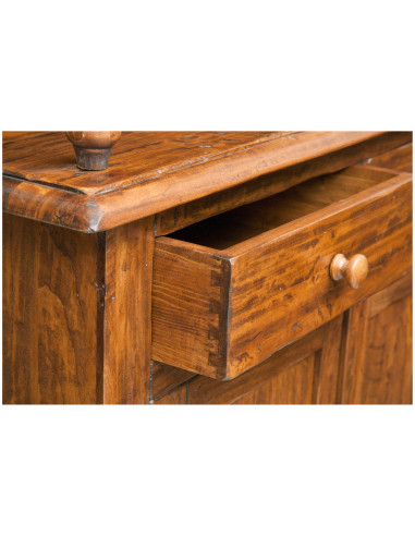 Vetrina credenza in legno massello di tiglio finitura noce 107x43x238 cm Vetrina credenza in legno massello di tiglio finitura noce 107x43x238 cm