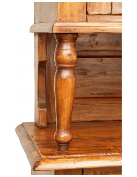 Vetrina credenza in legno massello di tiglio finitura noce 107x43x238 cm