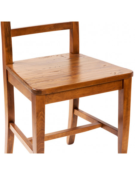 Sedia Country con struttura in faggio e seduta in legno massello di tiglio finitura noce L45xPR43xH92 cm