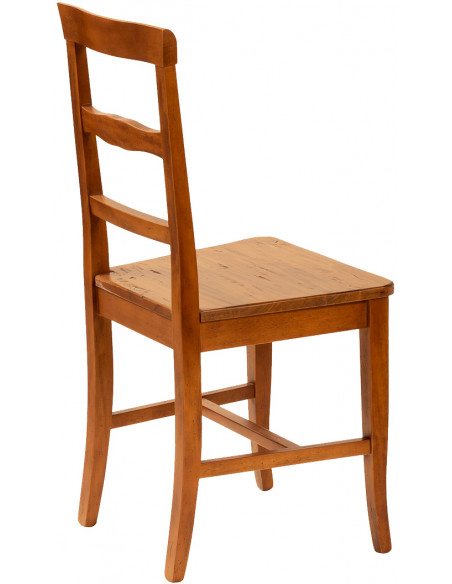 Sedia Country con struttura in faggio e seduta in legno massello di tiglio finitura noce L45xPR43xH92 cm