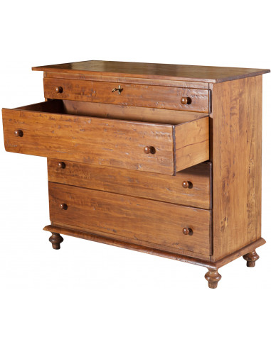 Cômoda country em madeira maciça de limão, acabamento em nogueira 114x49x99 cm Cômoda country em madeira maciça de limão, acabamento em nogueira 114x49x99 cm