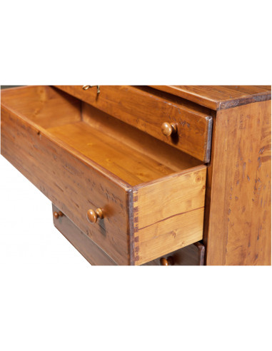 Cômoda country em madeira maciça de limão, acabamento em nogueira 114x49x99 cm Cômoda country em madeira maciça de limão, acabamento em nogueira 114x49x99 cm