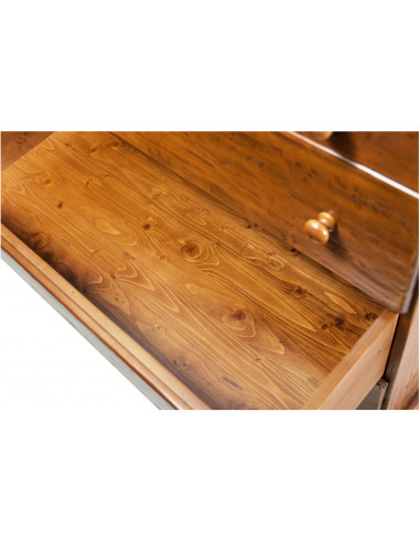 Comò Country in legno massello di tiglio finitura noce 114x49x99 cm Comò Country in legno massello di tiglio finitura noce 114x49x99 cm