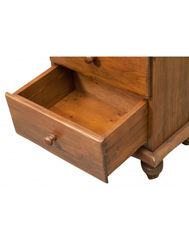 Comodino Country in legno massello di tiglio finitura noce 50x35x75 cm Comodino Country in legno massello di tiglio finitura noce 50x35x75 cm