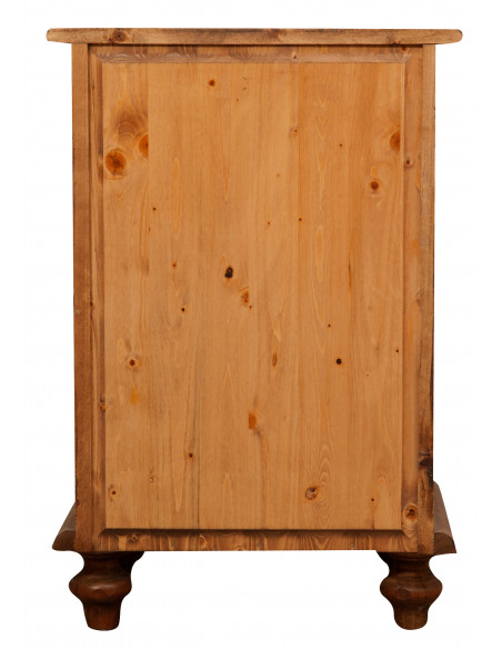 Comodino Country in legno massello di tiglio finitura noce 50x35x75 cm