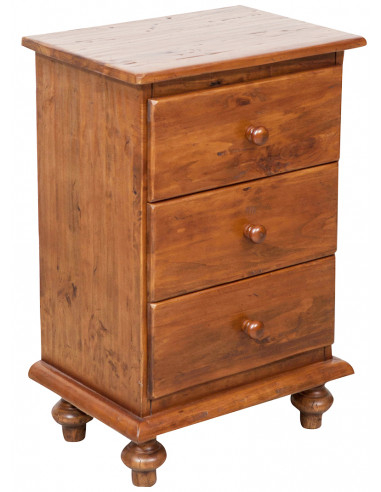 Comodino Country in legno massello di tiglio finitura noce 50x35x75 cm Comodino Country in legno massello di tiglio finitura noce 50x35x75 cm