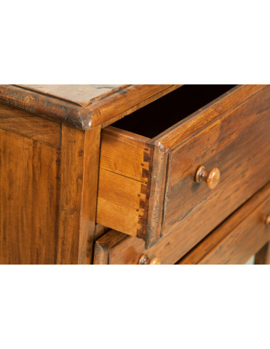 Cômoda country em madeira maciça de limão, acabamento em nogueira 100x48x85 cm Cômoda country em madeira maciça de limão, acabamento em nogueira 100x48x85 cm