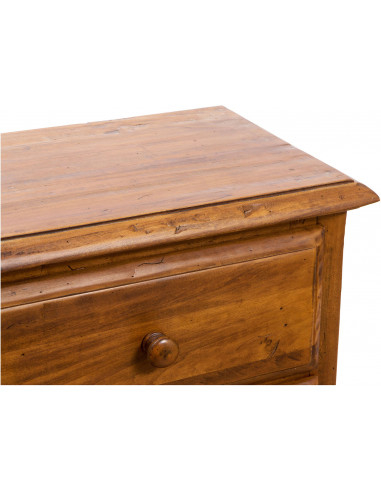 Mesa de cabeceira country em madeira maciça de tília, acabamento em nogueira, 55x35x65 cm Mesa de cabeceira country em madeira maciça de tília, acabamento em nogueira, 55x35x65 cm