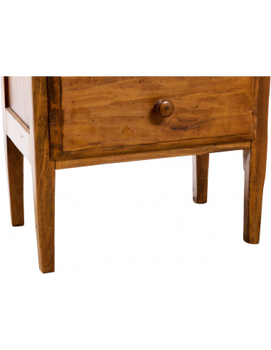 Mesa de cabeceira country em madeira maciça de tília, acabamento em nogueira, 55x35x65 cm Mesa de cabeceira country em madeira maciça de tília, acabamento em nogueira, 55x35x65 cm