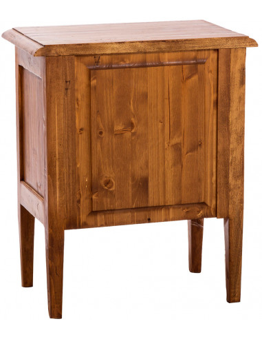 Mesa de cabeceira country em madeira maciça de tília, acabamento em nogueira, 55x35x65 cm Mesa de cabeceira country em madeira maciça de tília, acabamento em nogueira, 55x35x65 cm