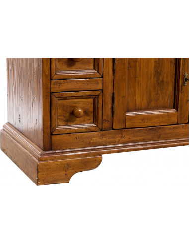 Mobile porta tv Country in legno massello di tiglio finitura noce 150x51x56 cm Mobile porta tv Country in legno massello di tiglio finitura noce 150x51x56 cm