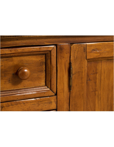 Mobile porta tv Country in legno massello di tiglio finitura noce 150x51x56 cm Mobile porta tv Country in legno massello di tiglio finitura noce 150x51x56 cm