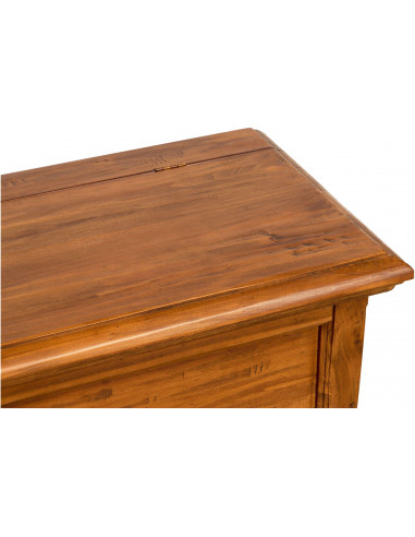 Cassapanca Country in legno massello di tiglio finitura noce: foto particolare del piano - Biscottini.it Cassapanca Country in legno massello di tiglio finitura noce: foto particolare del piano - Biscottini.it