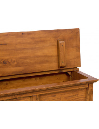 Baú country em madeira maciça de tília, acabamento em nogueira: foto, detalhe do lado direito - Biscottini.it Baú country em madeira maciça de tília, acabamento em nogueira: foto, detalhe do lado direito - Biscottini.it