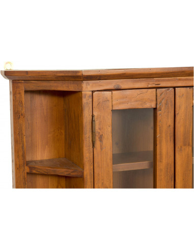 Vetrinetta scantonata da appendere in legno massello di tiglio finitura noce 86x21x75 cm Vetrinetta scantonata da appendere in legno massello di tiglio finitura noce 86x21x75 cm