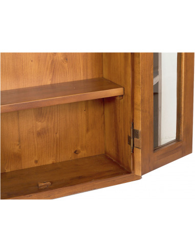 Vetrinetta scantonata da appendere in legno massello di tiglio finitura noce 86x21x75 cm Vetrinetta scantonata da appendere in legno massello di tiglio finitura noce 86x21x75 cm