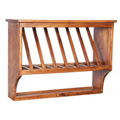 Piattaia Country in legno massello di tiglio finitura noce 80x28x60 cm