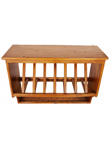 Piattaia Country in legno massello di tiglio finitura noce 80x28x60 cm Piattaia Country in legno massello di tiglio finitura noce 80x28x60 cm