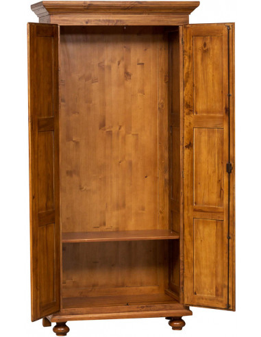 Armadio Country in legno massello di tiglio finitura noce 100x50x210 cm Armadio Country in legno massello di tiglio finitura noce 100x50x210 cm