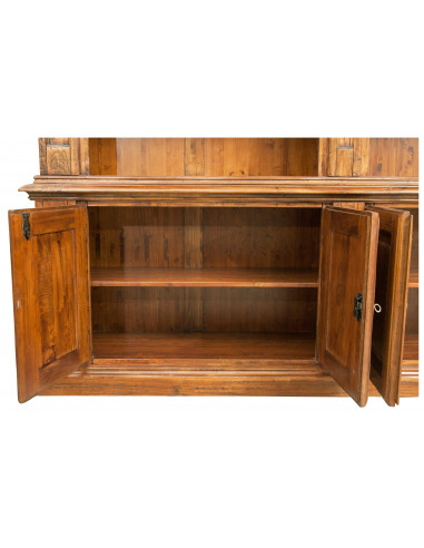 Libreria Country in legno massello di tiglio finitura noce 230x47x235 cm Libreria Country in legno massello di tiglio finitura noce 230x47x235 cm