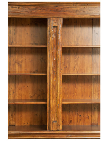 Libreria Country in legno massello di tiglio finitura noce 230x47x235 cm Libreria Country in legno massello di tiglio finitura noce 230x47x235 cm