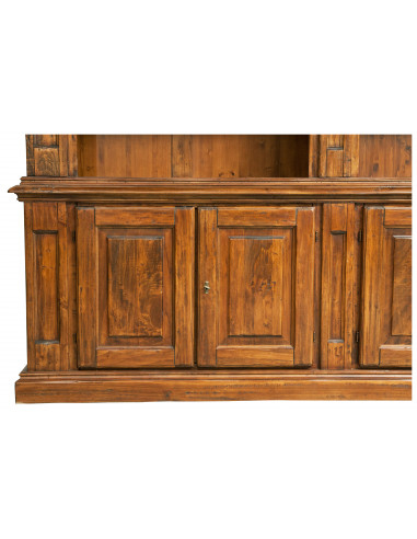 Libreria Country in legno massello di tiglio finitura noce 230x47x235 cm Libreria Country in legno massello di tiglio finitura noce 230x47x235 cm