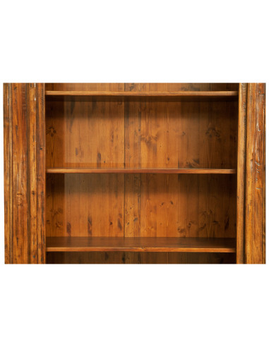 Libreria Country in legno massello di tiglio finitura noce 230x47x235 cm Libreria Country in legno massello di tiglio finitura noce 230x47x235 cm
