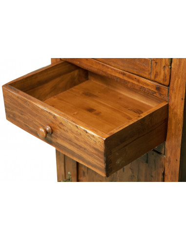 Vetrina Country in  legno massello di tiglio finitura noce 55x43x150 cm Vetrina Country in  legno massello di tiglio finitura noce 55x43x150 cm