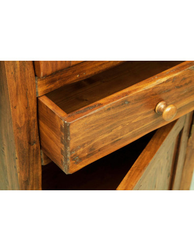 Vetrina Country in  legno massello di tiglio finitura noce 55x43x150 cm Vetrina Country in  legno massello di tiglio finitura noce 55x43x150 cm