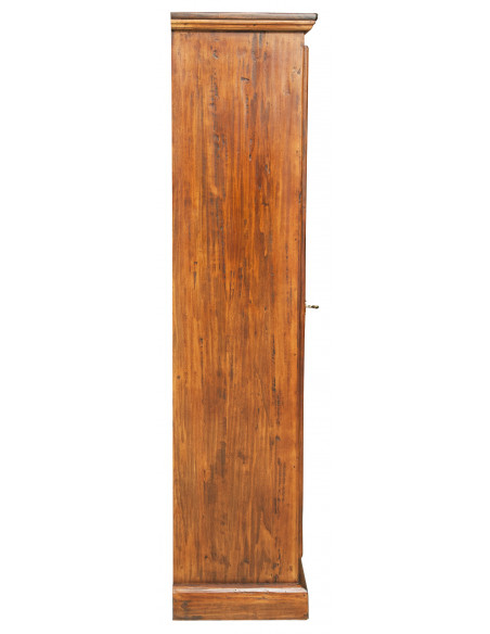 Armário country em madeira maciça de limão, acabamento em nogueira 72x40x173 cm