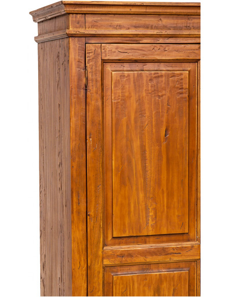 Armadio Country in legno massello di tiglio finitura noce 120x59x197 cm