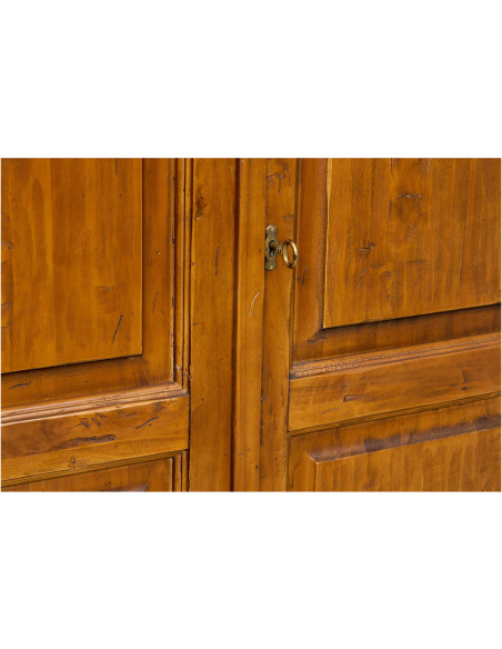 Armadio Country in legno massello di tiglio finitura noce 120x59x197 cm