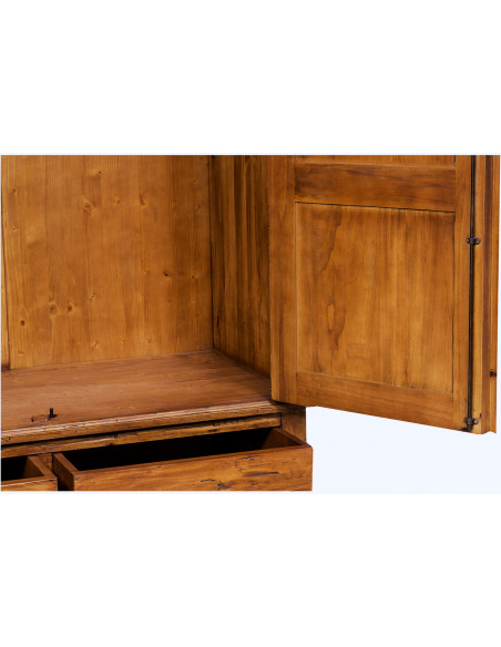 Armadio Country in legno massello di tiglio finitura noce 120x59x197 cm