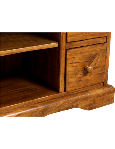 Mobile porta Tv Country in legno massello di tiglio finitura noce 129x40x60 cm Mobile porta Tv Country in legno massello di tiglio finitura noce 129x40x60 cm