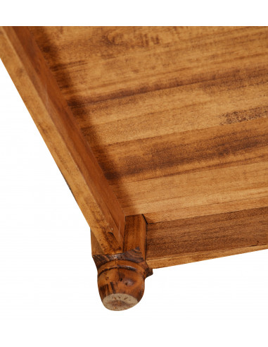 Tavolino da fumo  Country in legno massello di tiglio finitura noce 90x90x45 cm Tavolino da fumo  Country in legno massello di tiglio finitura noce 90x90x45 cm