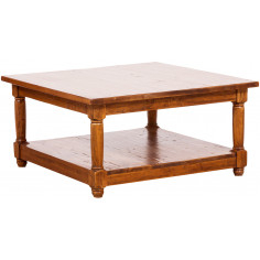 Tavolino da fumo  Country in legno massello di tiglio finitura noce 90x90x45 cm