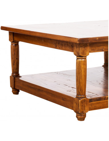 Tavolino da fumo  Country in legno massello di tiglio finitura noce 90x90x45 cm Tavolino da fumo  Country in legno massello di tiglio finitura noce 90x90x45 cm